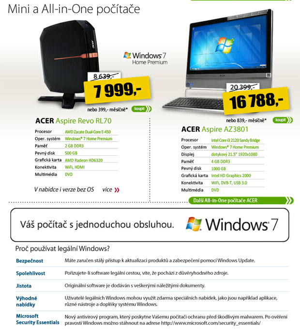 obrázek Acer Aspire AZ3801, All In One PC za bezkonkurenční cenu